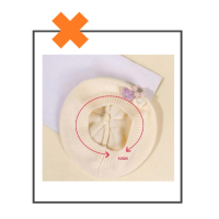 Kinder baret offwhite met paarse bloemen